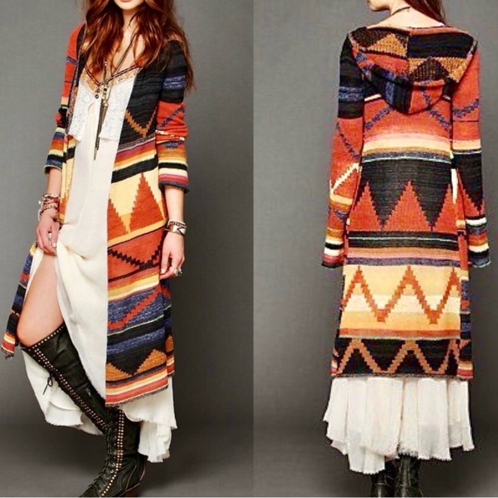 Free People Pueblo Yarn Aztec Lima Long Cardigan XS